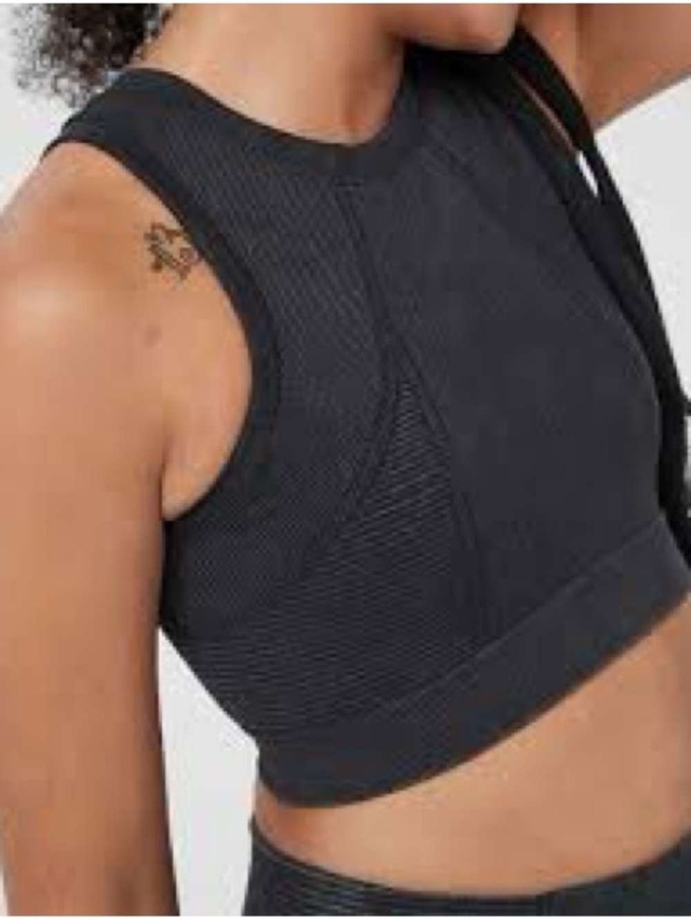 OFFLINE BY AERIE Seamless Longline Black Grey Cropped Sports Bra Tank Top Small